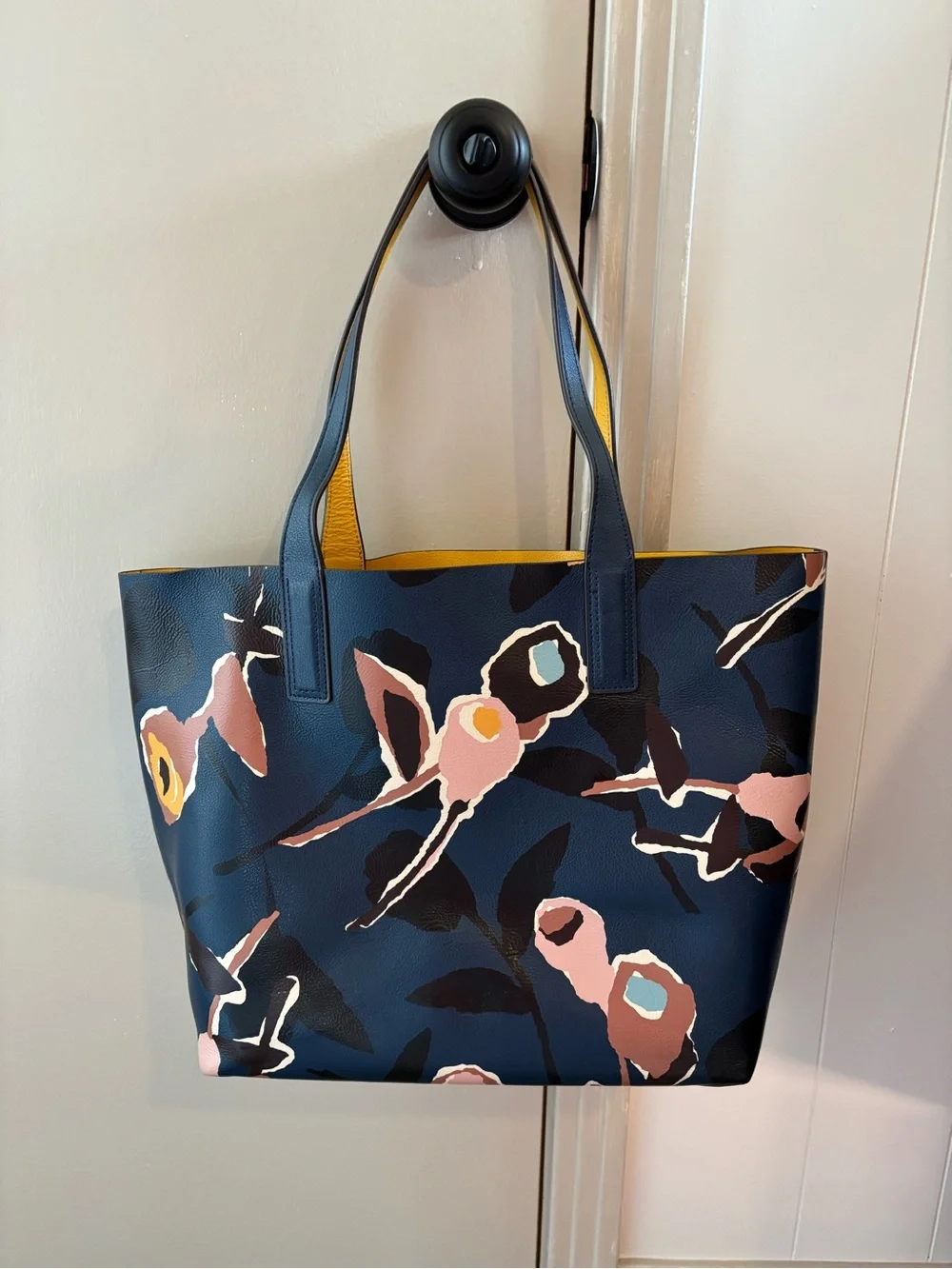 kate spade navy floral print tote with pink accents reversible!